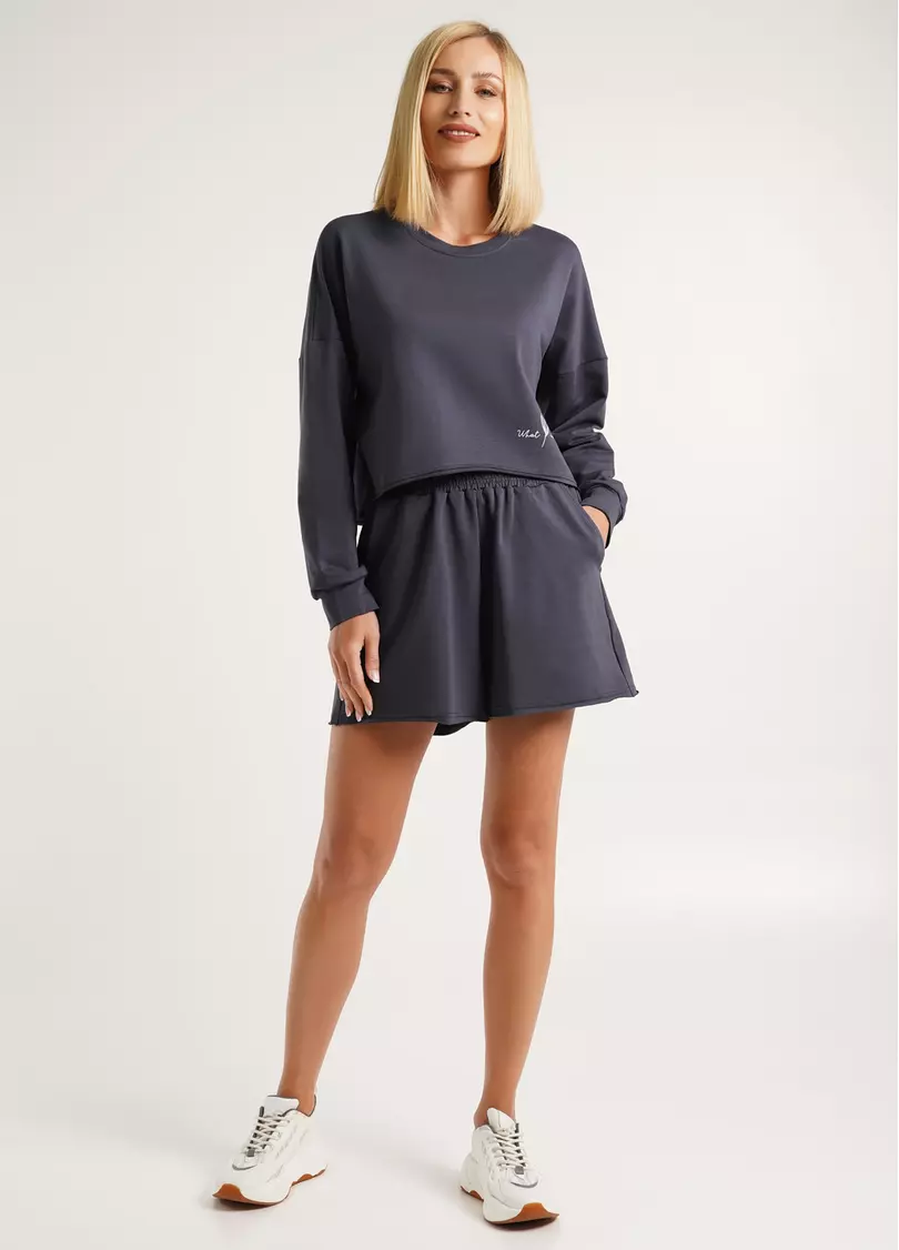 Свитшот укороченный с необработанным краем STREET STYLE 4415/180 graphite (серый)