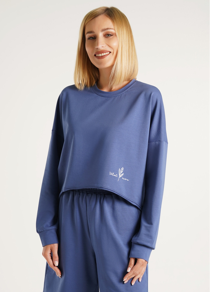 Свитшот укороченный с необработанным краем STREET STYLE 4415/180 navy (синий)