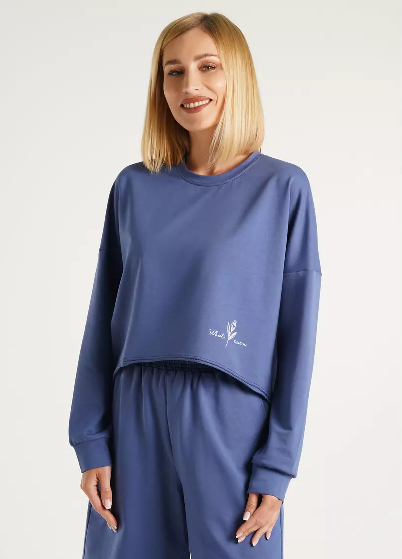 Свитшот укороченный с необработанным краем STREET STYLE 4415/180 navy (синий)