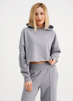 Худи укороченный с необработанными швами STREET STYLE 4418/160 grey melange (серый)