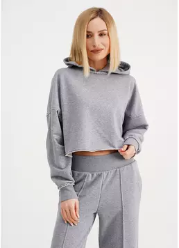 Худі вкорочений з необробленими швами STREET STYLE 4418/160 grey melange (сірий)