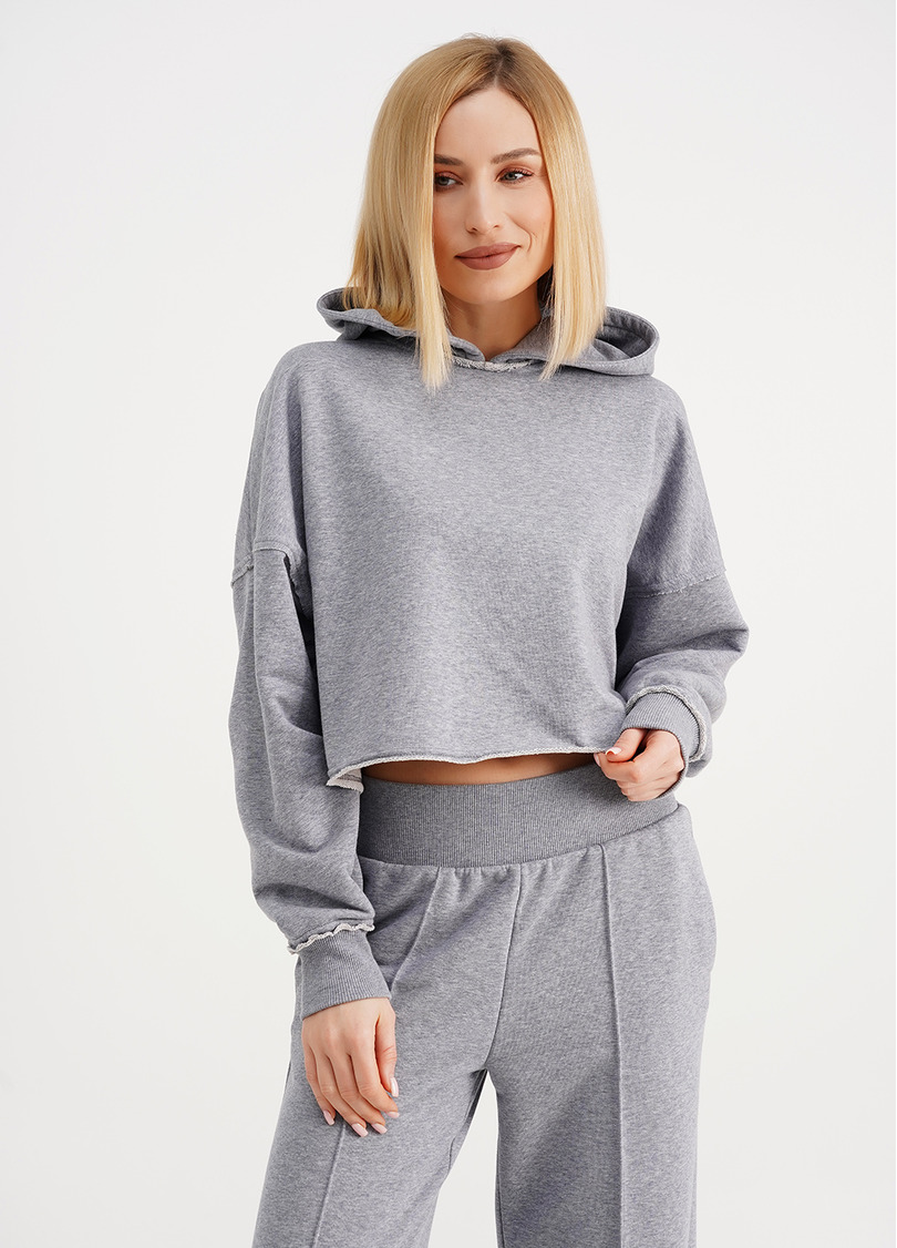 Худі вкорочений з необробленими швами STREET STYLE 4418/160 grey melange (сірий)