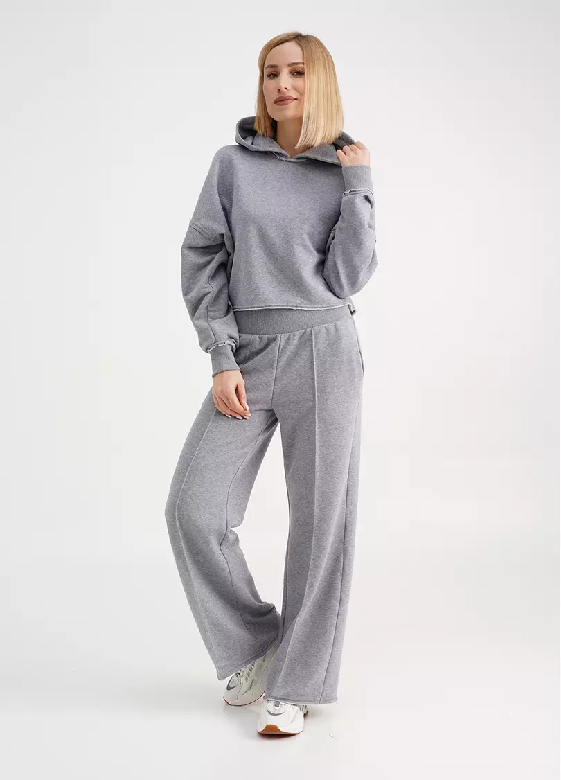 Худи укороченный с необработанными швами STREET STYLE 4418/160 grey melange (серый)