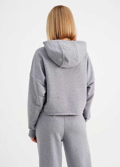Худи укороченный с необработанными швами STREET STYLE 4418/160 grey melange (серый)