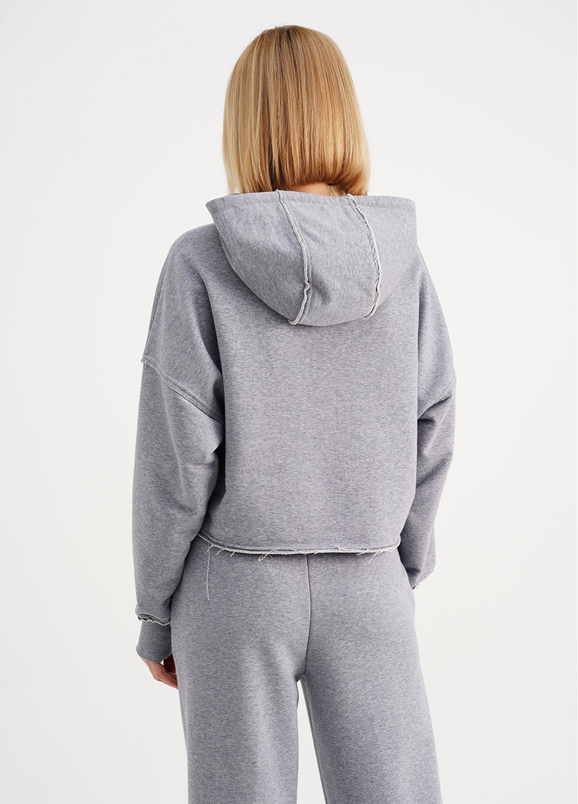 Худі вкорочений з необробленими швами STREET STYLE 4418/160 grey melange (сірий)