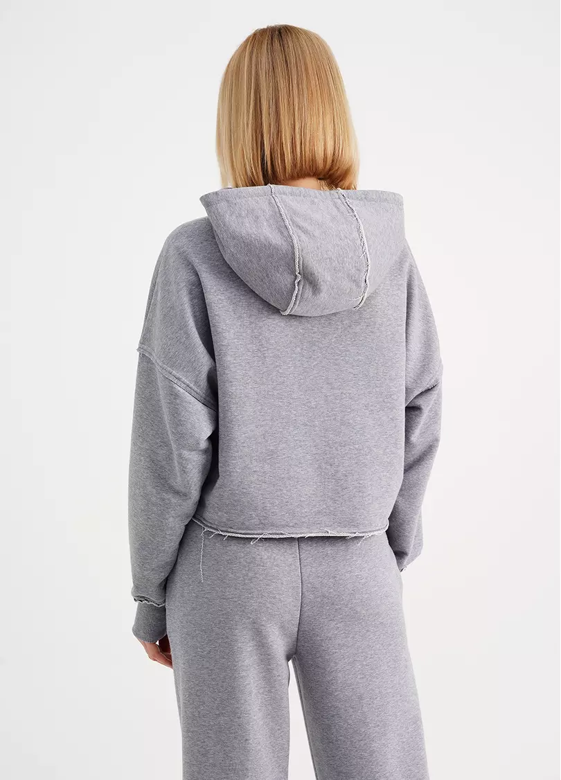 Худи укороченный с необработанными швами STREET STYLE 4418/160 grey melange (серый)