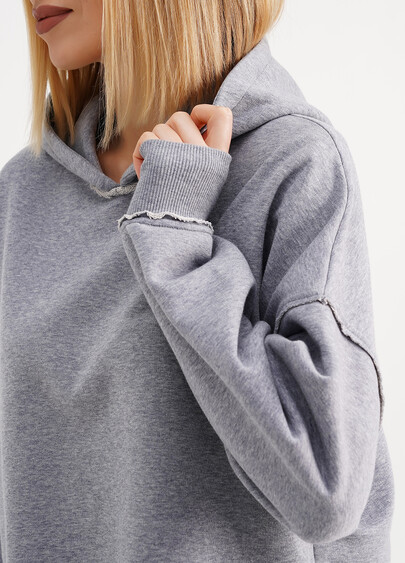 Худи укороченный с необработанными швами STREET STYLE 4418/160 grey melange (серый)