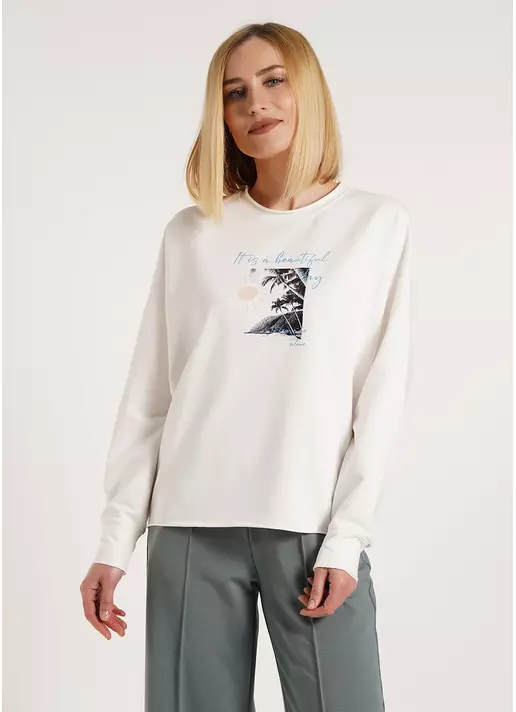 Свитшот с принтом с необработанным краем STREET STYLE PRINT 4420/180 milk (белый)