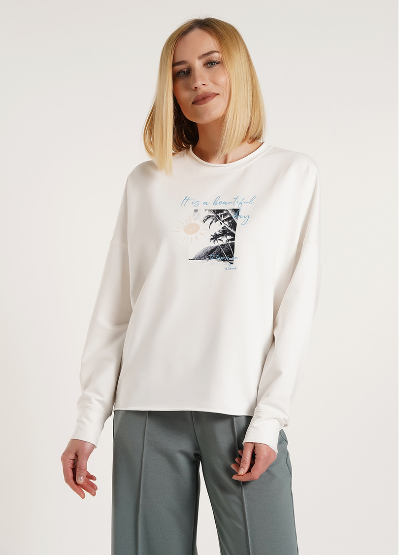 Свитшот с принтом с необработанным краем STREET STYLE PRINT 4420/180 milk (белый)