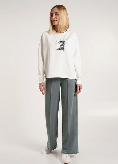 Свитшот с принтом с необработанным краем STREET STYLE PRINT 4420/180 milk (белый)