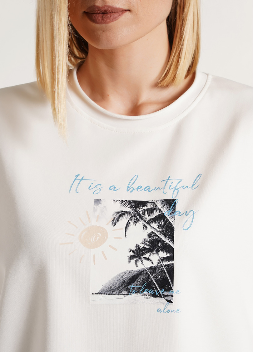 Свитшот с принтом с необработанным краем STREET STYLE PRINT 4420/180 milk (белый)