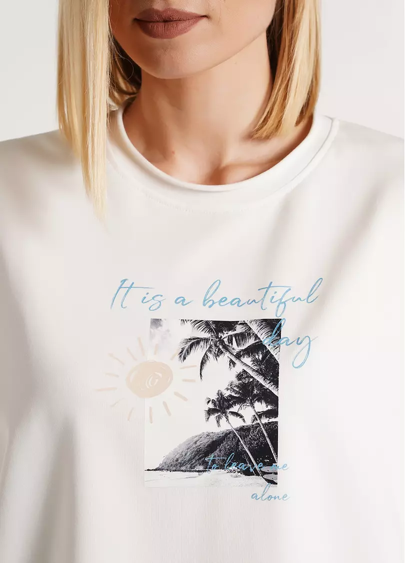 Світшот з принтом з необробленим краєм STREET STYLE PRINT 4420/180 milk (білий)