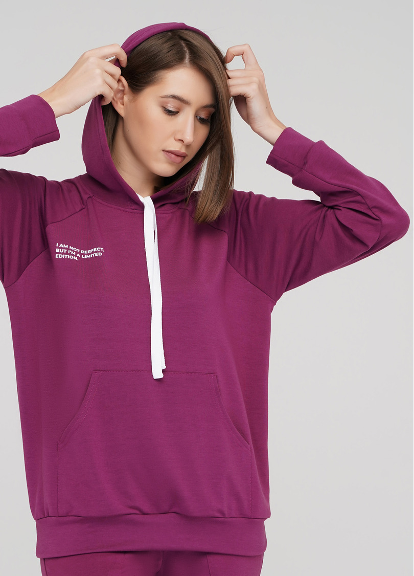 Жіночий спортивний світшот з капюшоном SWEATSHIRT SPORT 4409/010 fucsia (фуксія)