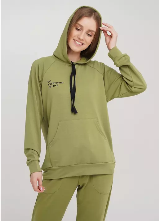 Женский спортивный свитшот с капюшоном SWEATSHIRT SPORT 4409/010 (хаки)