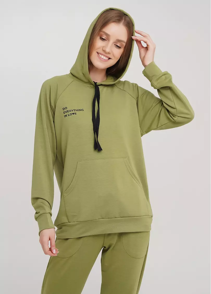 Женский спортивный свитшот с капюшоном SWEATSHIRT SPORT 4409/010 (хаки)