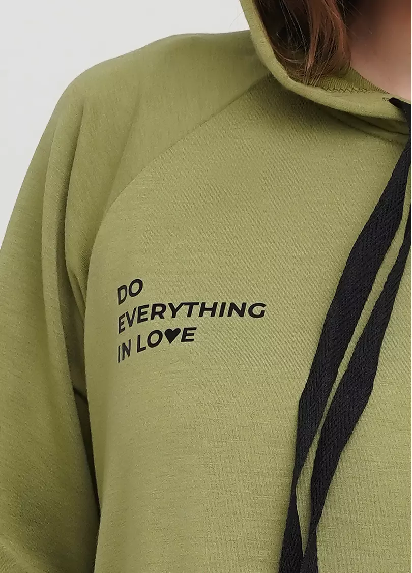 Женский спортивный свитшот с капюшоном SWEATSHIRT SPORT 4409/010 (хаки)