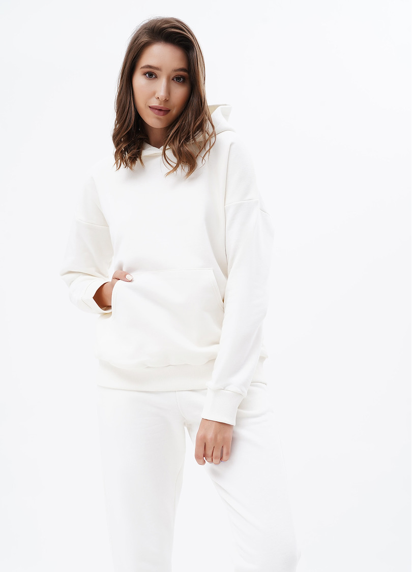 Базове худі з щільної бавовни SWEATSHIRT SPORT 4409/160 milk (білий)