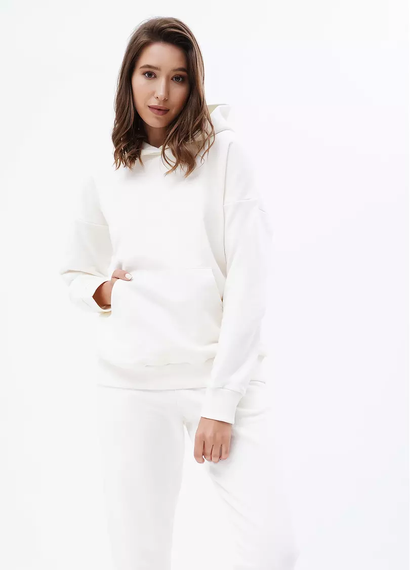 Базове худі з щільної бавовни SWEATSHIRT SPORT 4409/160 milk (білий)