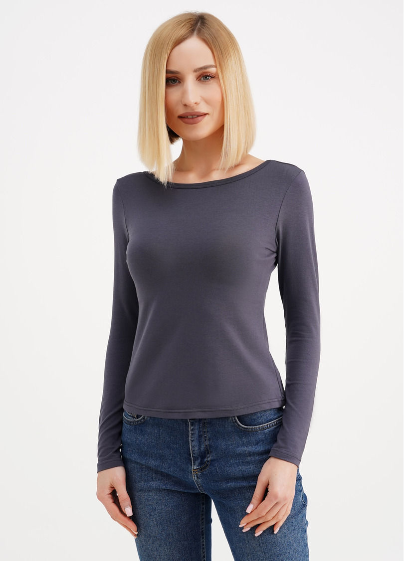 Лонгслив с открытой спиной T-SHIRT LONG SLEEVE 4908/010 greystone (серый)