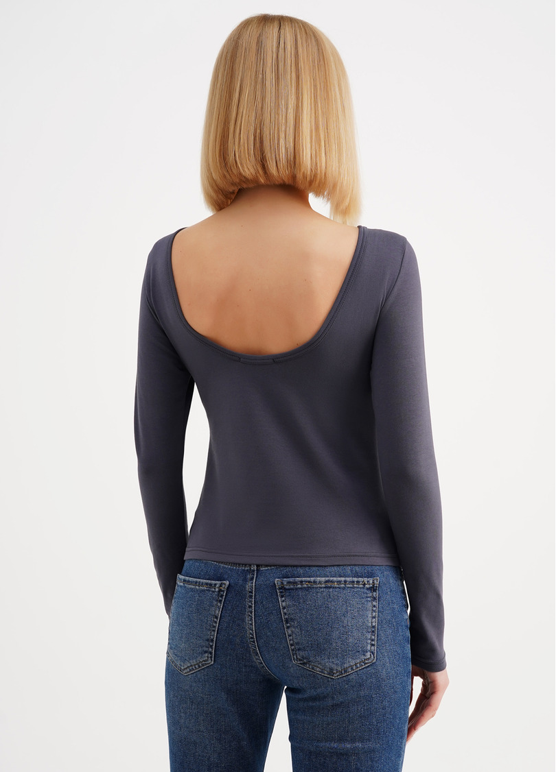 Лонгслив с открытой спиной T-SHIRT LONG SLEEVE 4908/010 greystone (серый)