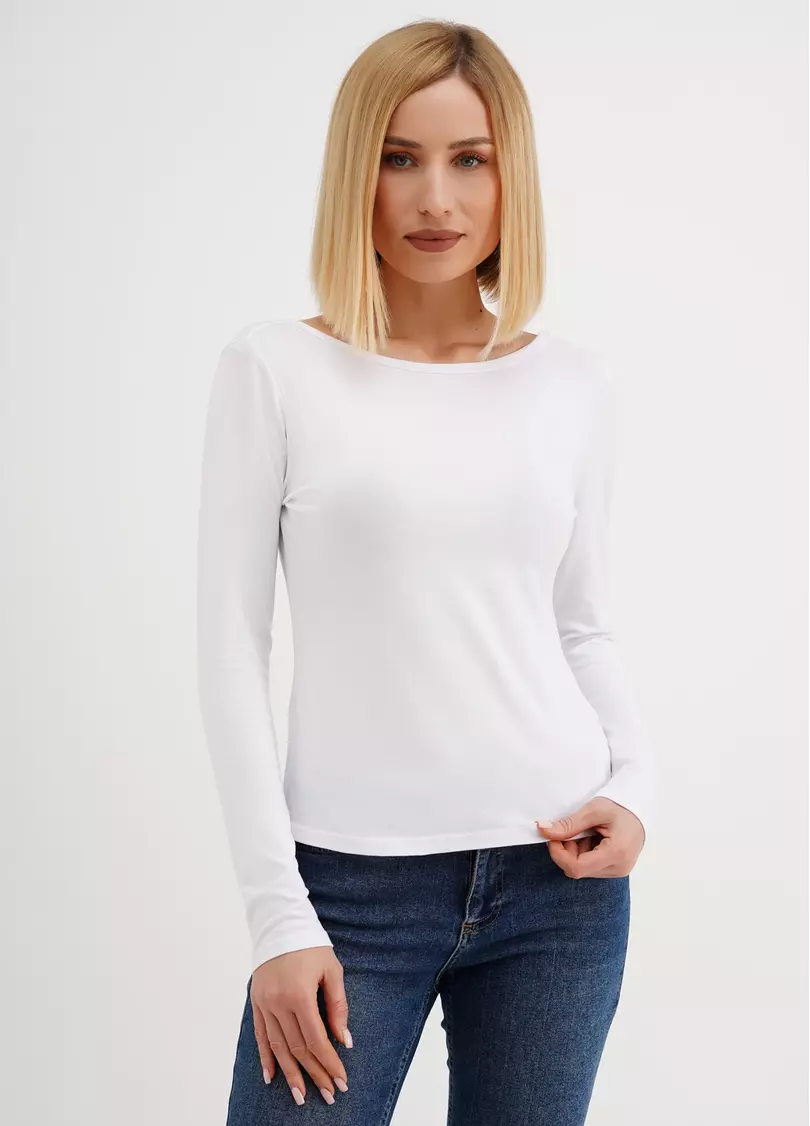 Лонгслив с открытой спиной T-SHIRT LONG SLEEVE 4908/010 white (белый)