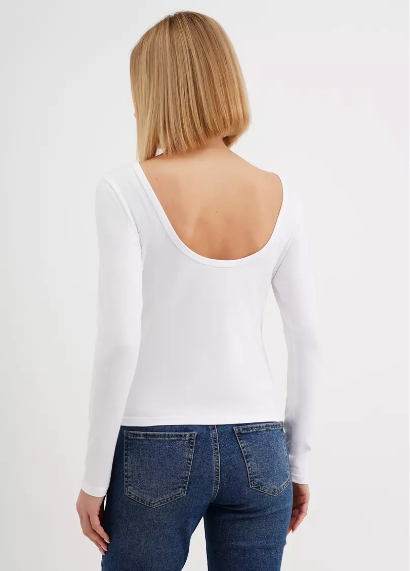 Лонгслив с открытой спиной T-SHIRT LONG SLEEVE 4908/010 white (белый)