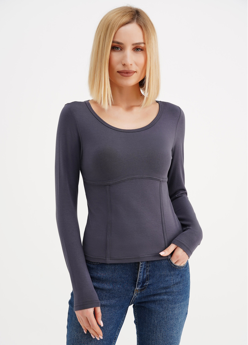 Лонгслів з імітацією корсету T-SHIRT LONG SLEEVE 4910/010 greystone (сірий)