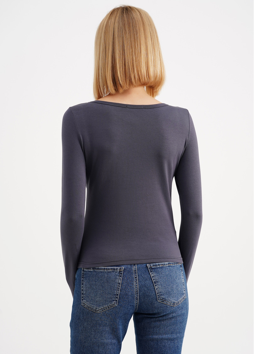 Лонгслів з імітацією корсету T-SHIRT LONG SLEEVE 4910/010 greystone (сірий)