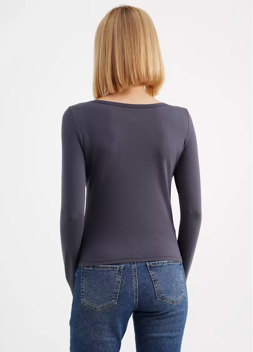 Лонгслів з імітацією корсету T-SHIRT LONG SLEEVE 4910/010 greystone (сірий)