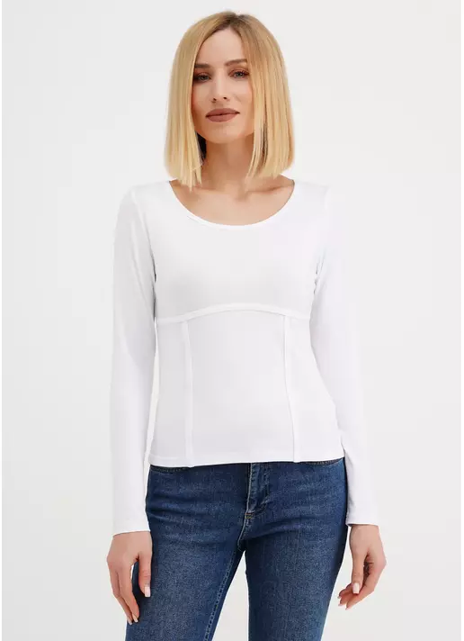 Лонгслив с имитацией корсета T-SHIRT LONG SLEEVE 4910/010 white (белый)