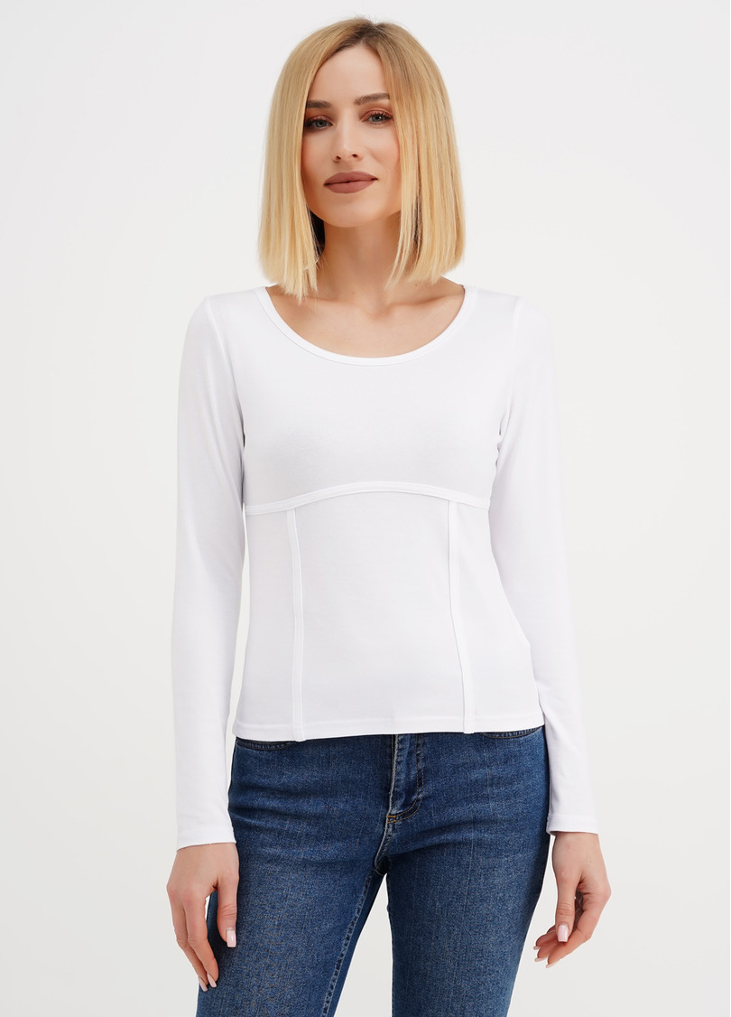 Лонгслив с имитацией корсета T-SHIRT LONG SLEEVE 4910/010 white (белый)