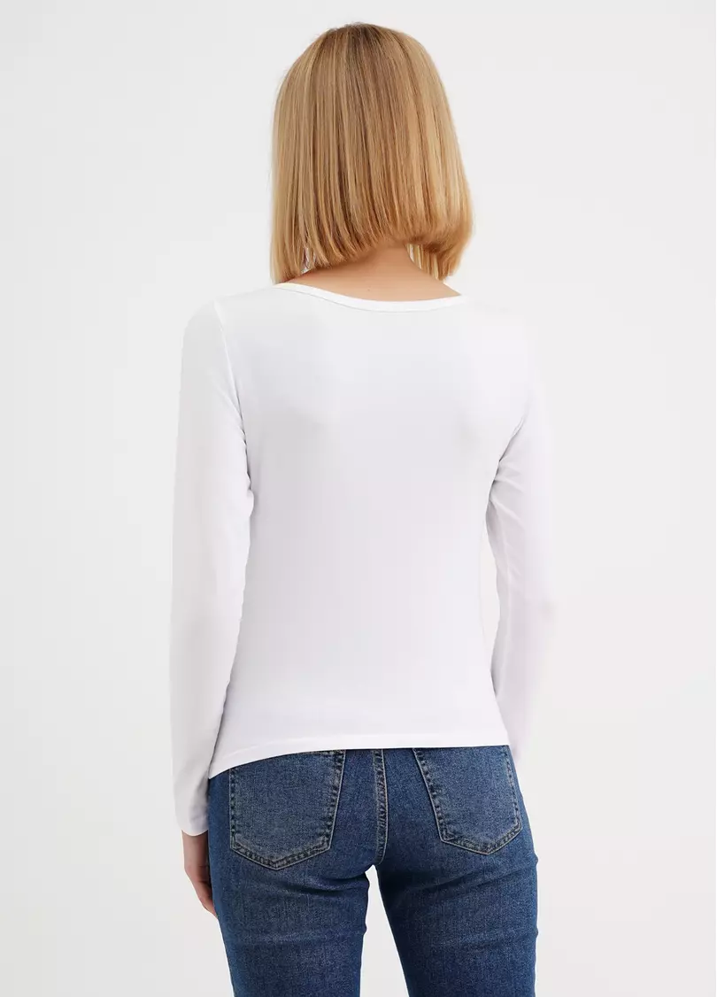 Лонгслив с имитацией корсета T-SHIRT LONG SLEEVE 4910/010 white (белый)