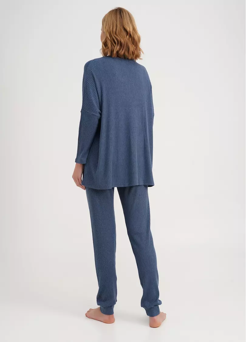 Лонгслів вільний в рубчик WARMLY TOUCH 4412/150 epruse (синій)