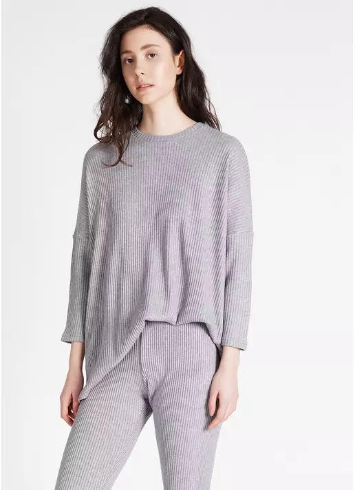 Лонгслів вільний в рубчик WARMLY TOUCH 4412/150 grey (сірий)