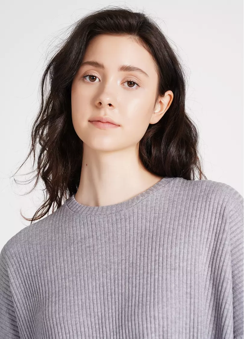 Лонгслів вільний в рубчик WARMLY TOUCH 4412/150 grey (сірий)