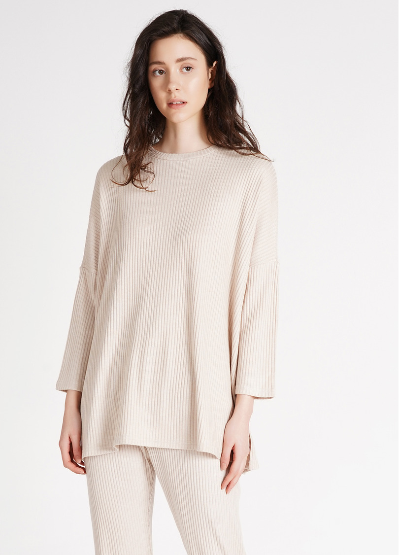 Лонгслів вільний в рубчик WARMLY TOUCH 4412/150 milk (молочний)