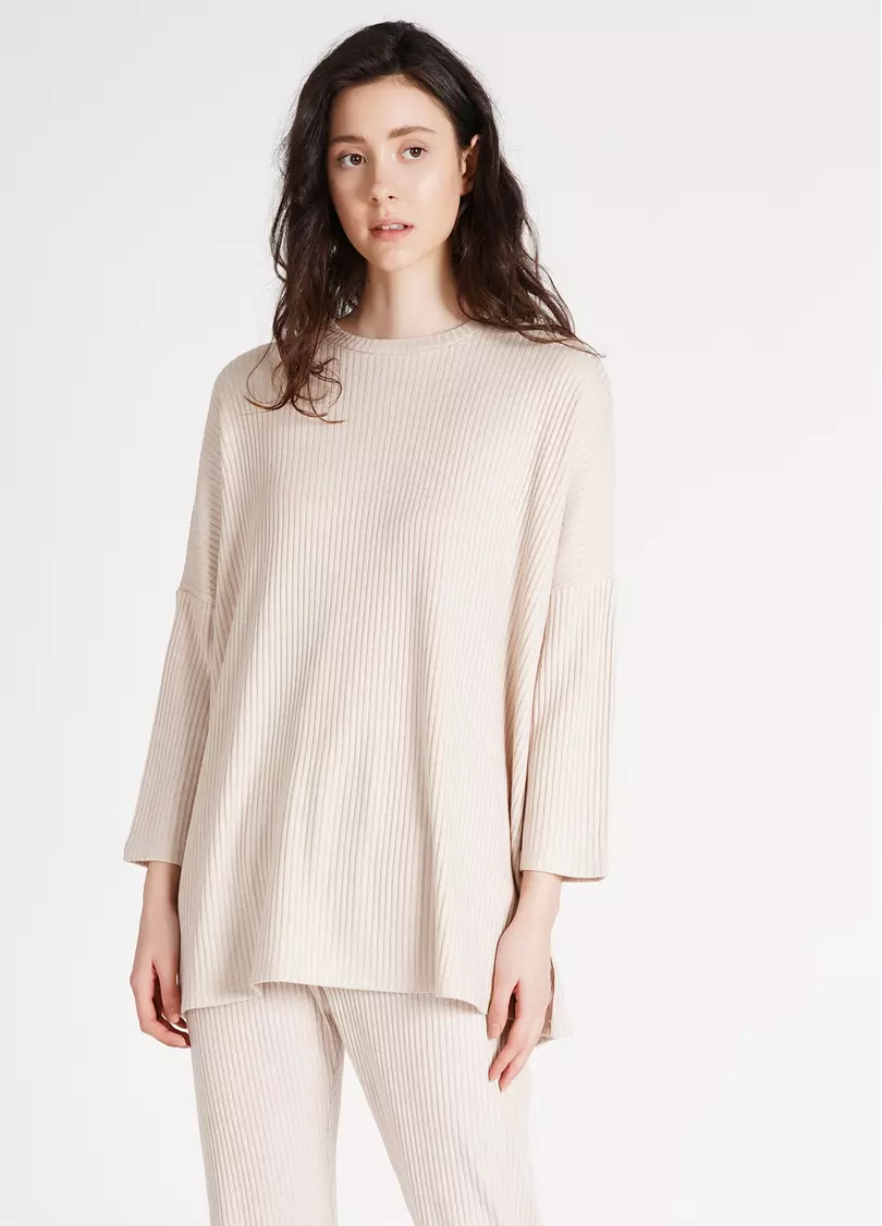 Лонгслів вільний в рубчик WARMLY TOUCH 4412/150 milk (молочний)