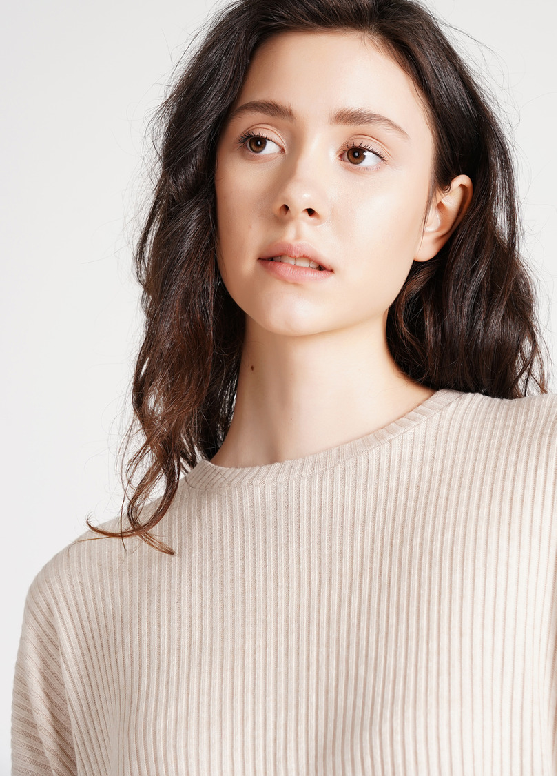 Лонгслів вільний в рубчик WARMLY TOUCH 4412/150 milk (молочний)