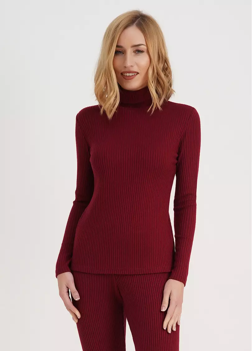 Вязаная водолазка в рубчик WARMLY TOUCH 4904/150 bordo (бордовый)