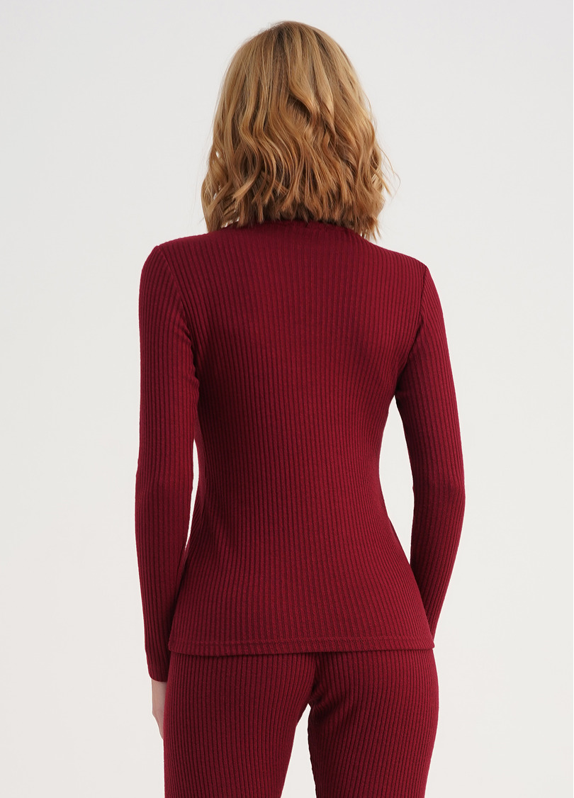 Вязаная водолазка в рубчик WARMLY TOUCH 4904/150 bordo (бордовый)
