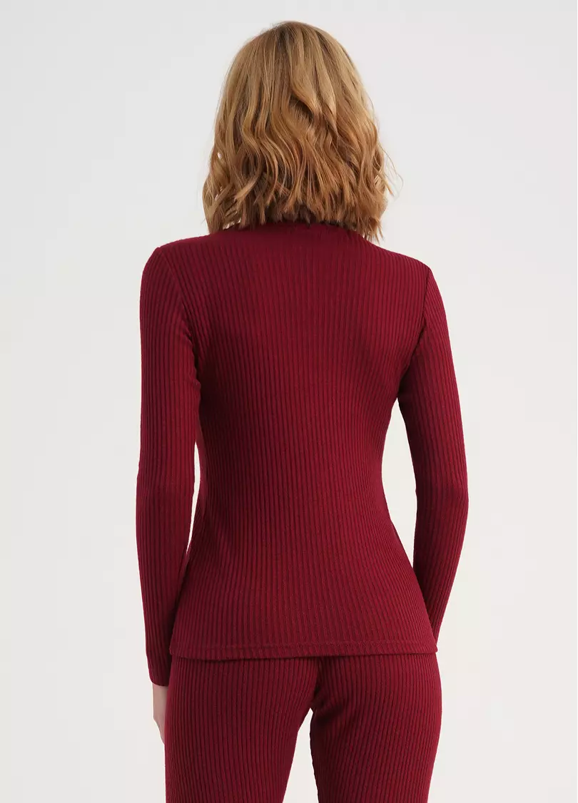 Вязаная водолазка в рубчик WARMLY TOUCH 4904/150 bordo (бордовый)