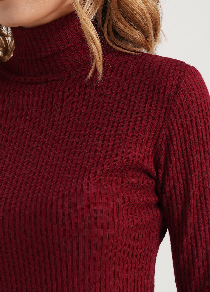 Вязаная водолазка в рубчик WARMLY TOUCH 4904/150 bordo (бордовый)