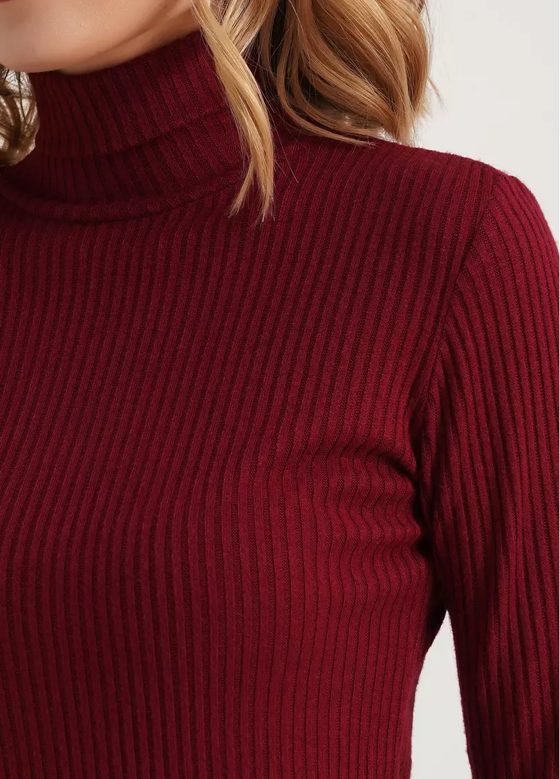 Вязаная водолазка в рубчик WARMLY TOUCH 4904/150 bordo (бордовый)