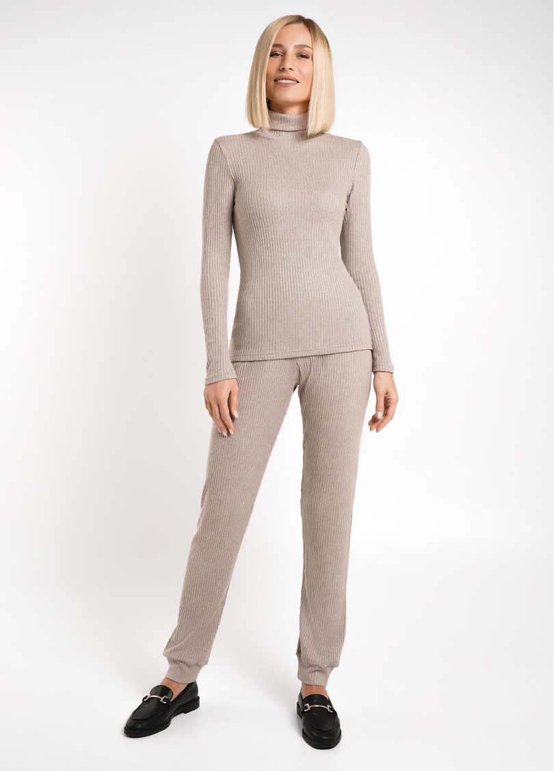 Вязаная водолазка в рубчик WARMLY TOUCH 4904/150 dark beige (бежевый)