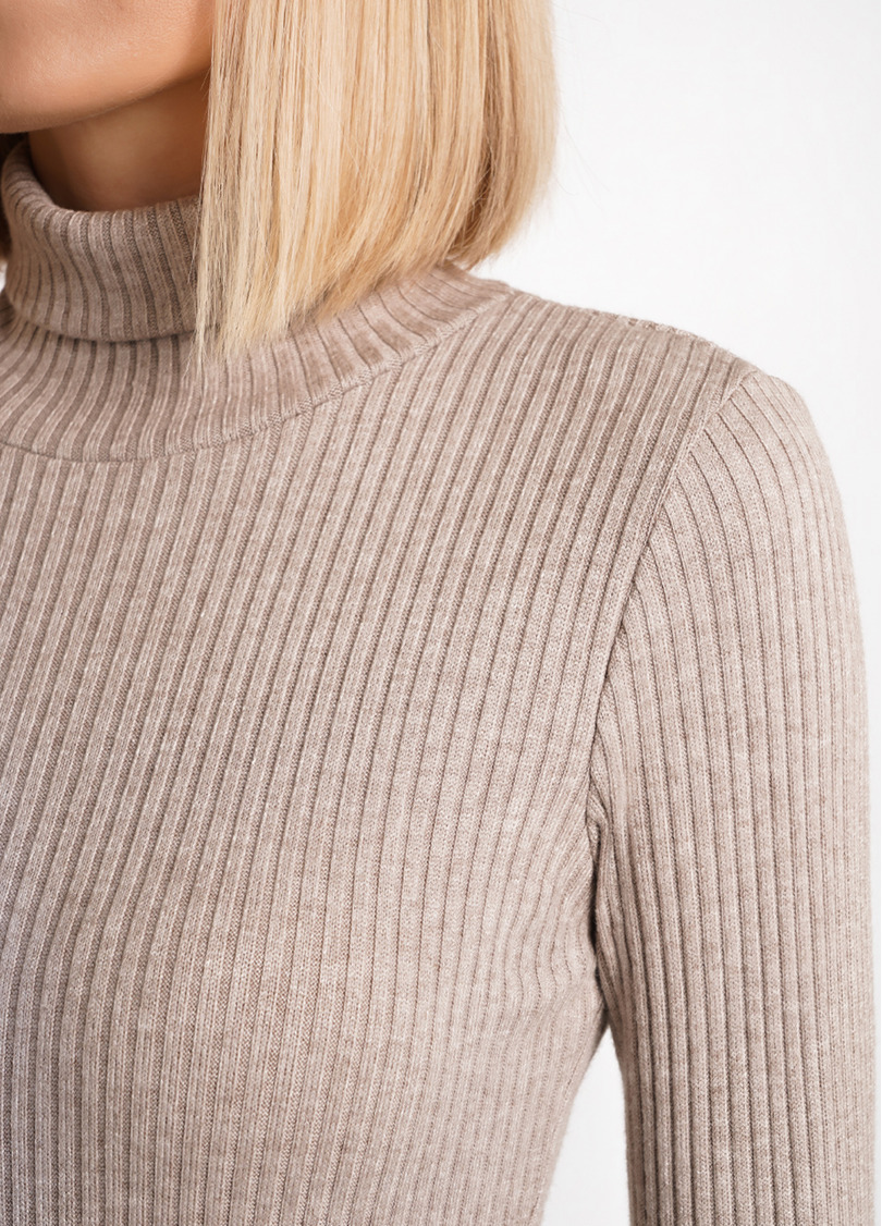 Вязаная водолазка в рубчик WARMLY TOUCH 4904/150 dark beige (бежевый)