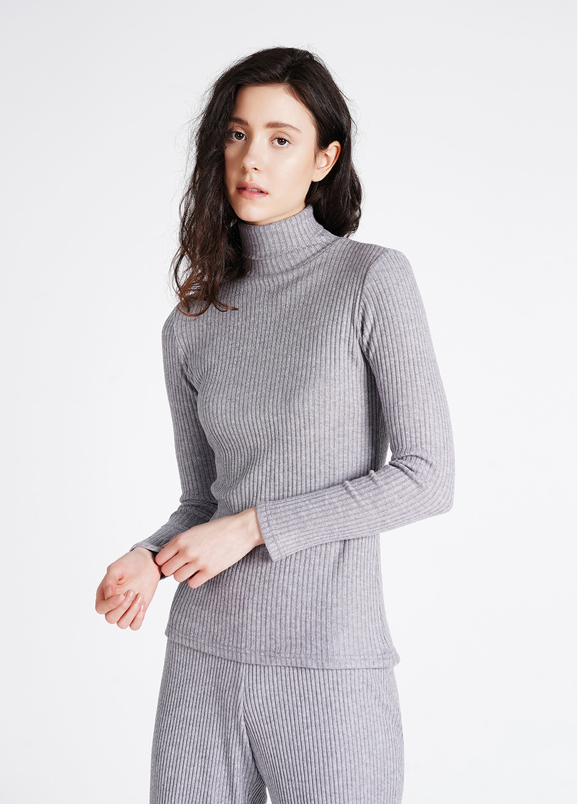 Вязаная водолазка в рубчик WARMLY TOUCH 4904/150 grey (серый)