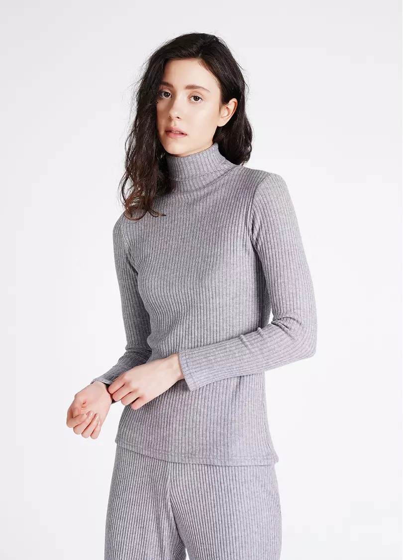 Вязаная водолазка в рубчик WARMLY TOUCH 4904/150 grey (серый)