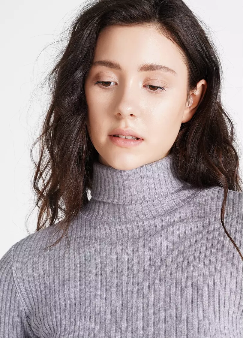 Вязаная водолазка в рубчик WARMLY TOUCH 4904/150 grey (серый)