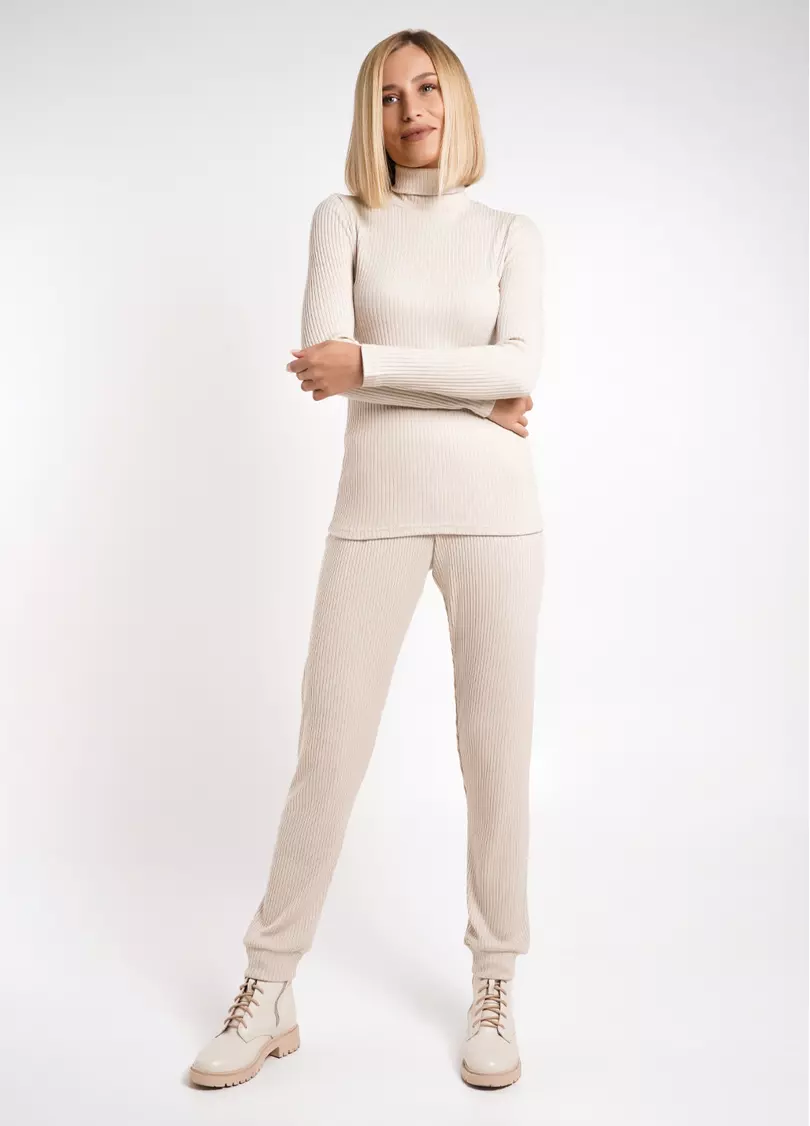 В'язана водолазка в рубчик WARMLY TOUCH 4904/150 light beige (бежевий)