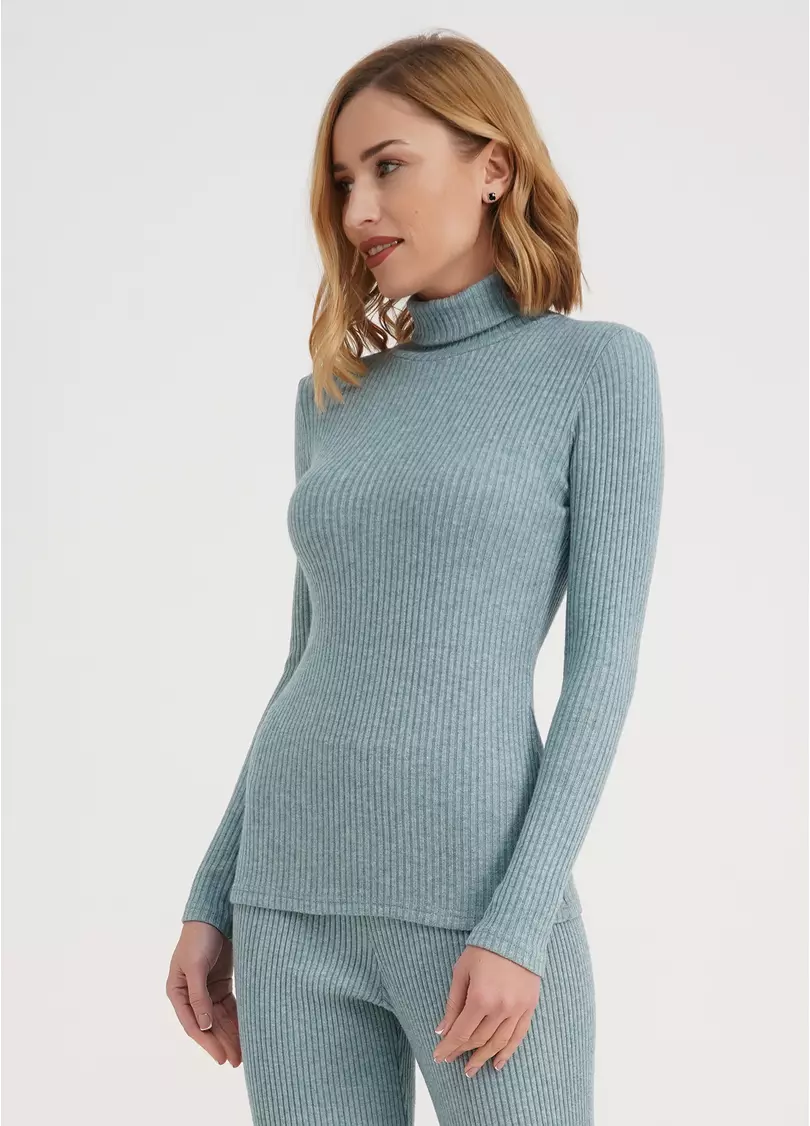 В'язана водолазка в рубчик WARMLY TOUCH 4904/150 mint green (зелений)